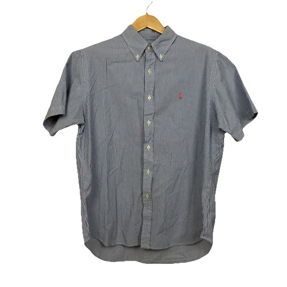 Polo Ralph Lauren Seersucker Striped Button Down Men's XL Cotton Short Sleeve